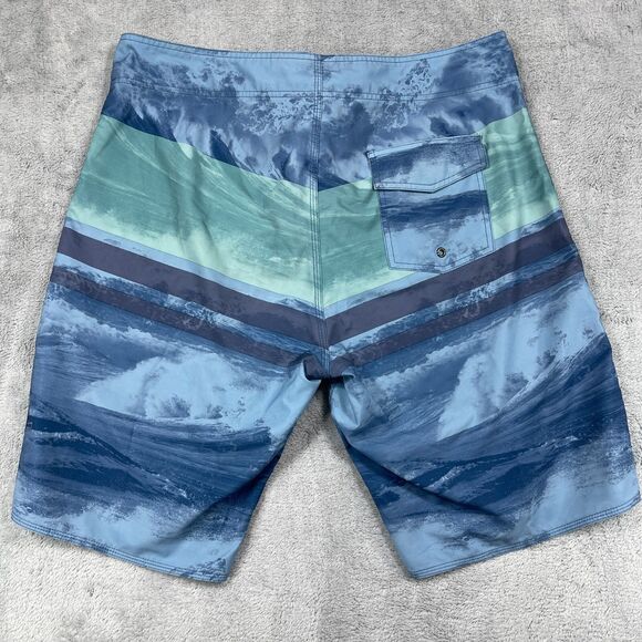 Salt Life SLX-QD Boardshorts Men 38 Blue Green Vapor Stretch Swimwear Drawstring - Picture 2 of 11